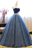 Ball Gown Sweetheart Navy Blue Lace Prom Dress with Beading PG497 - Pgmdress