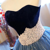 Ball Gown Sweetheart Navy Blue Lace Prom Dress with Beading PG497 - Pgmdress