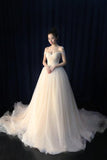 Ball Gown Tulle Sweetheart Lace up Bowknot Wedding Dresses WD200 - Pgmdress