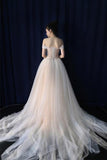 Ball Gown Tulle Sweetheart Lace up Bowknot Wedding Dresses WD200 - Pgmdress