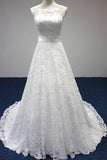 Bateau A-Line Lace Sash Bowknot Sleeveless Wedding Dress WD158