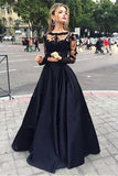 Bateau Neck Two Piece Long Sleeves Lace Evening Dress Prom Dresses PG319 - Pgmdress