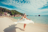 Beach Lace Off The Shoulder Long Chiffon Wedding Dresses WD213 - Pgmdress