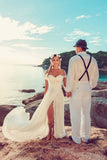 Robes de mariée en mousseline de soie à épaules dénudées en dentelle de plage WD213