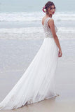 Beach Wedding Dresses A-line V-neck Short Train Sexy Bridal Gown WD526 - Pgmdress