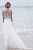 Beach Wedding Dresses A-line V-neck Short Train Sexy Bridal Gown WD526 - Pgmdress