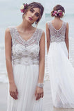 Beach Wedding Dresses A-line V-neck Short Train Sexy Bridal Gown WD526 - Pgmdress