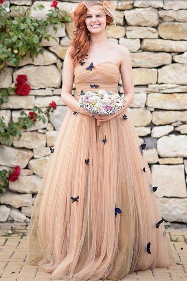 Beautiful Butterfly Wedding Dresses Sweetheart Ruffles Bridal Gown WD429 - Pgmdress