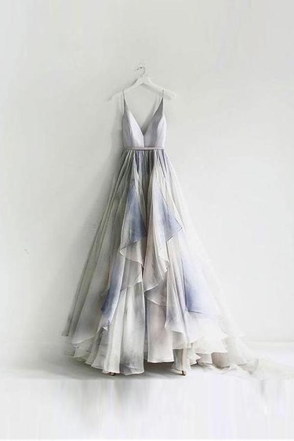 Beautiful Prom Dresses Spaghetti Straps Sexy Short Train Long Prom Dress PM249 - Pgmdress