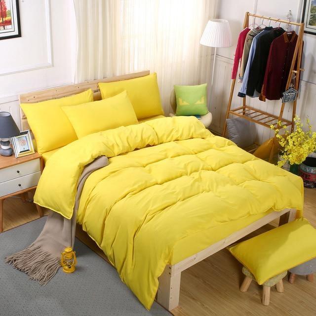 Bedding Set Soild Color Duvet Cover Sets Single Double King Size Modren Cute Kid Bed Linen Sheets - Pgmdress