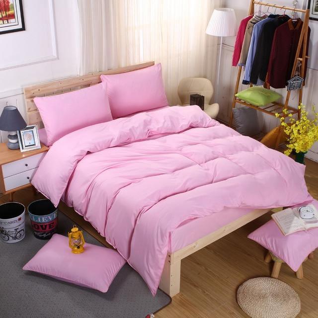 Bedding Set Soild Color Duvet Cover Sets Single Double King Size Modren Cute Kid Bed Linen Sheets - Pgmdress