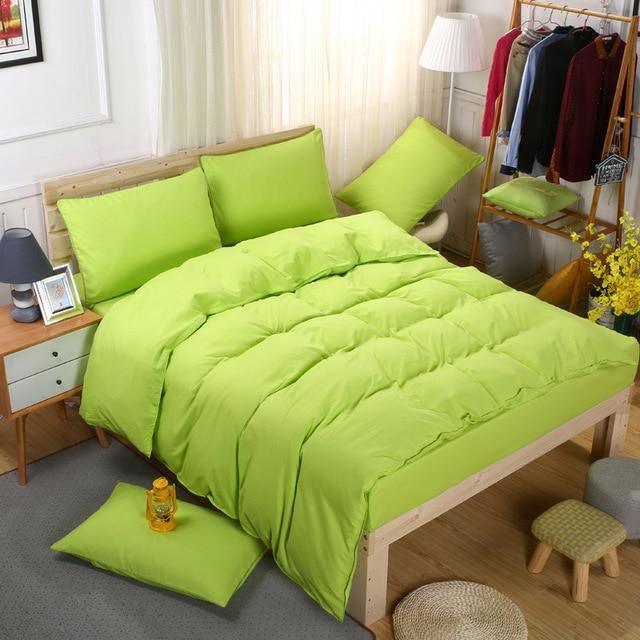 Bedding Set Soild Color Duvet Cover Sets Single Double King Size Modren Cute Kid Bed Linen Sheets - Pgmdress