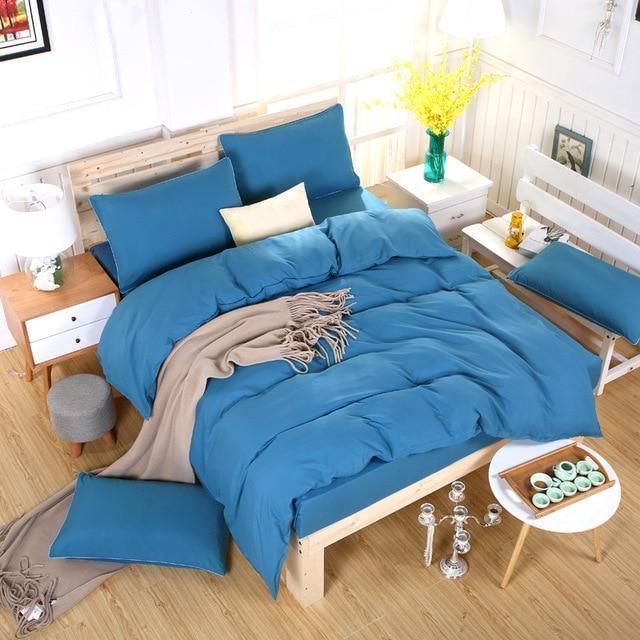 Bedding Set Soild Color Duvet Cover Sets Single Double King Size Modren Cute Kid Bed Linen Sheets - Pgmdress