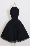 Black Halter Simple Short Homecoming/Party Dresses PD106