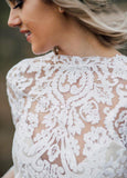 Boho Wedding Dress V Back Bridal Lace Gown Separates Wedding Dress WD496 - Pgmdress