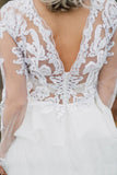 Boho Wedding Dress V Back Bridal Lace Gown Separates Wedding Dress WD496 - Pgmdress