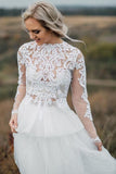 Boho Wedding Dress V Back Bridal Lace Gown Separates Wedding Dress WD496 - Pgmdress