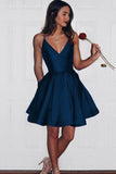 Burgundy Cute Simple Spaghetti Straps Homecoming Dress Party Dress PG125 - Pgmdress