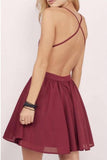Burgundy Homecoming Dress Spaghetti Straps A-line Lace Short Prom Dress PD356 - Pgmdress