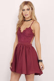 Burgundy Homecoming Dress Spaghetti Straps A-line Lace Short Prom Dress PD356 - Pgmdress