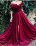 Burgundy Off the Shoulder Maroon Long Prom/Evening Dresses PG772 - Pgmdress