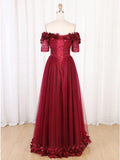 Burgundy Off the Shoulder Maroon Long Prom/Evening Dresses PG772 - Pgmdress