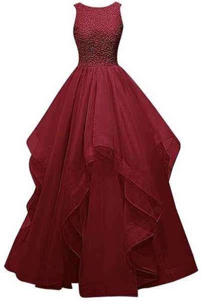 Charming Burgundy A-Line Organza prom Dress Evening Dress US6 / As Picture Charming Burgundy A-Line Organza prom Dress Evening Dress US6 / As Picture