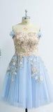 Charming Light Blue Sweetheart Homecoming Dress with Appliques PD410 - Pgmdress