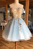 Charming Light Blue Sweetheart Homecoming Dress with Appliques  PD410