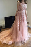 Charming Pink Lace Tulle  Open Back  Little Train Wedding Dresses WD198