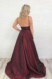 Charming Satin Prom Dress Burgundy Prom Dress V Neck Prom Dress PG671 - Pgmdress