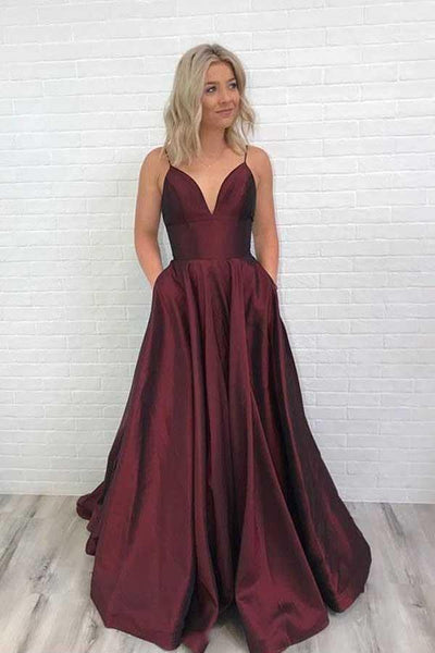 Charming Satin Burgundy Prom Dress V Neck Party Dress PG671 US4 / Custom Color Charming Satin Burgundy Prom Dress V Neck Party Dress PG671 US4 / Custom Color