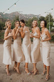 Charming Spaghetti Straps Champagne Silk Satin Bridesmaid Dresses BD079 - Pgmdress