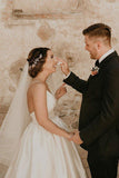 A-Line Straps Floor Length Sleeveless Ivory Wedding Dress  WD308
