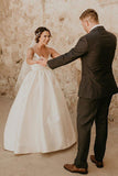 A-Line Straps Floor Length Sleeveless Ivory Wedding Dress  WD308- Pgmdress