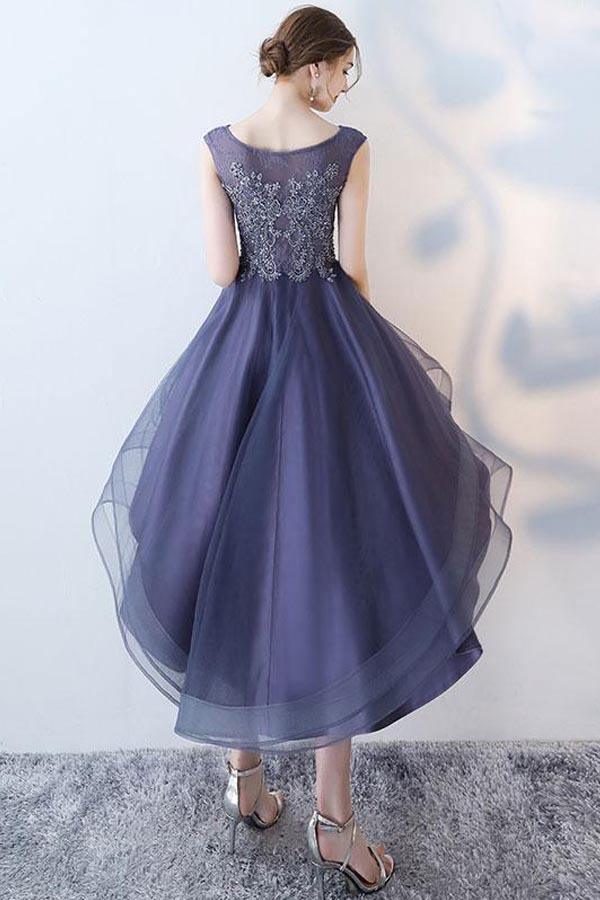 Ruffle Scoop Navy Lace Cute Homecoming/Party Dresses PD108 US12 / As Picture Ruffle Scoop Navy Lace Cute Homecoming/Party Dresses PD108 US12 / As Picture