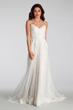 Chic Lace Beach Spaghetti Straps Long Wedding Dresses WD129 - Pgmdress