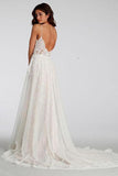 Chic Lace Beach Spaghetti Straps Long Wedding Dresses WD129 - Pgmdress