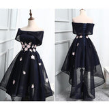 Chic Off-the-Shoulder Appliques Short High Low Homecoming Dress PD250 - Pgmdress