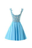 Chiffon Applique Homecoming Dresses Short Prom Dresses With Straps PG091 - Pgmdress