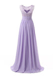 Chiffon Long Prom Dress Scoop Bridesmaid Dress Lace PG 204 - Pgmdress