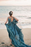 Chiffon Rustic Wedding Dresses Beach Wedding Gown With Court Train WD475 - Pgmdress