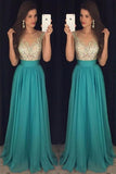 Crystal Long Floor-Length Scoop Chiffon Elegant Prom Dress PG440 - Pgmdress
