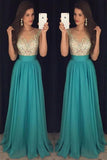 Crystal Long Floor-Length Scoop Chiffon Elegant Prom Dress PG440