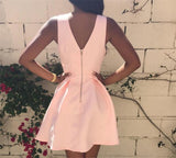 Custom Made V Neck Pink Short Prom Dress Pink V Neck Homecoming Dress PD158 - Pgmdress