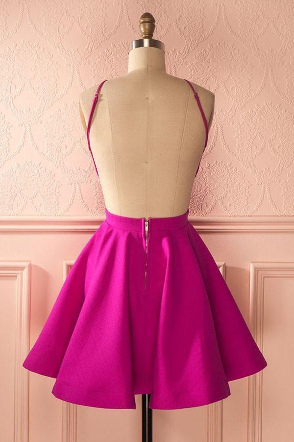 Cute Hot Pink Backless Short Homecoming Dress Party Dress PG141 - Pgmdress