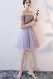 Cute Lace Off The Shoulder Tulle Short Prom Dress Homecoming Dress PD143 - Pgmdress