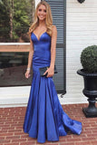 Cute Mermaid Blue Satin Simple Prom Dress Formal Dress PSK222 - Pgmdress