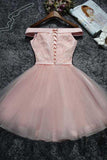 Cute Pink Lace Tulle Short Prom Dress Homecoming Dress PD144 - Pgmdress