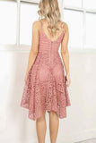 Cute Straps Short Pink Lace Homecoming Dress Party Dress PD205 - Pgmdress